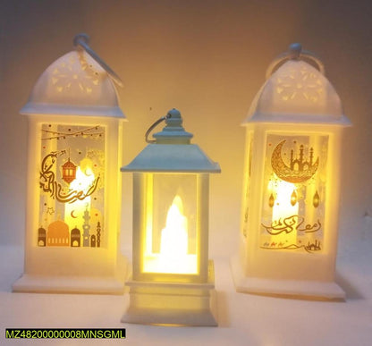 Ramadan LED Flame Light Decoration Lamp, Pack Of 3 (WHITE)